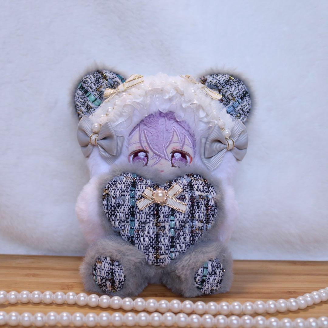 持てるよ くまさん.12〜14cm/ツイード グレー❤︎おすわりぬい服 着ぐるみ