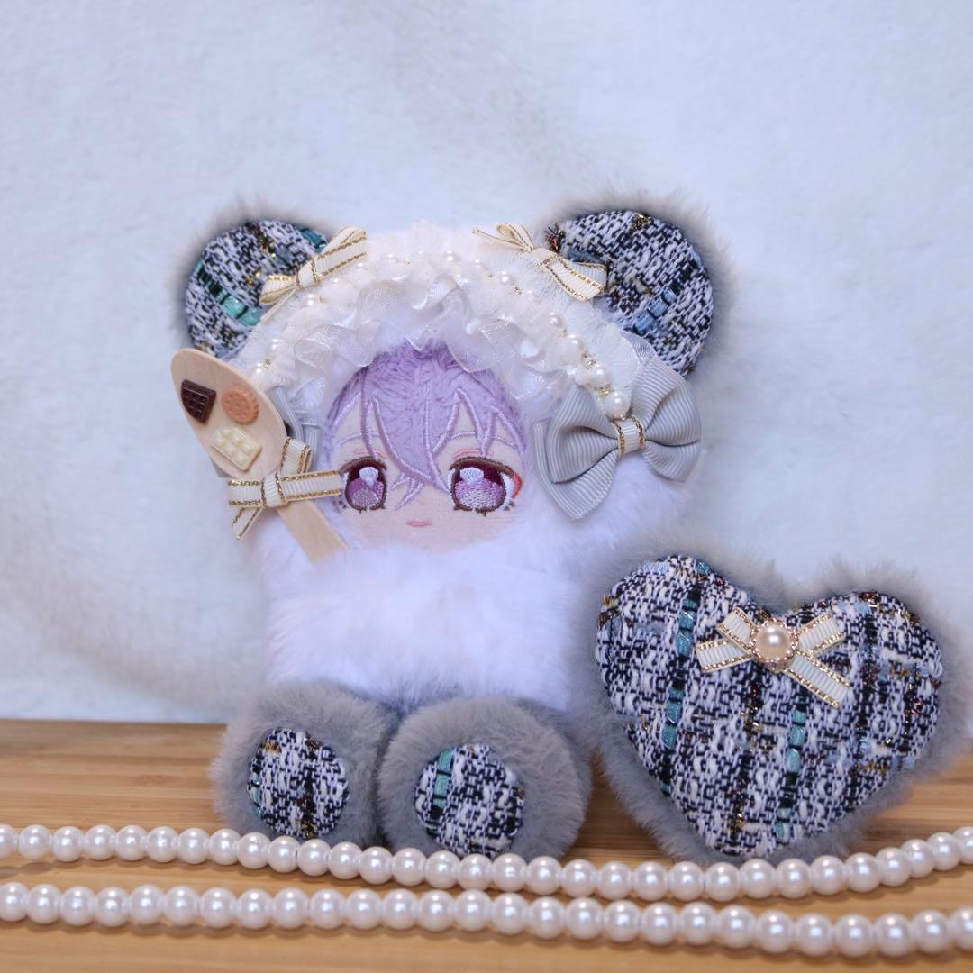 持てるよ くまさん.12〜14cm/ツイード グレー❤︎おすわりぬい服 着ぐるみ