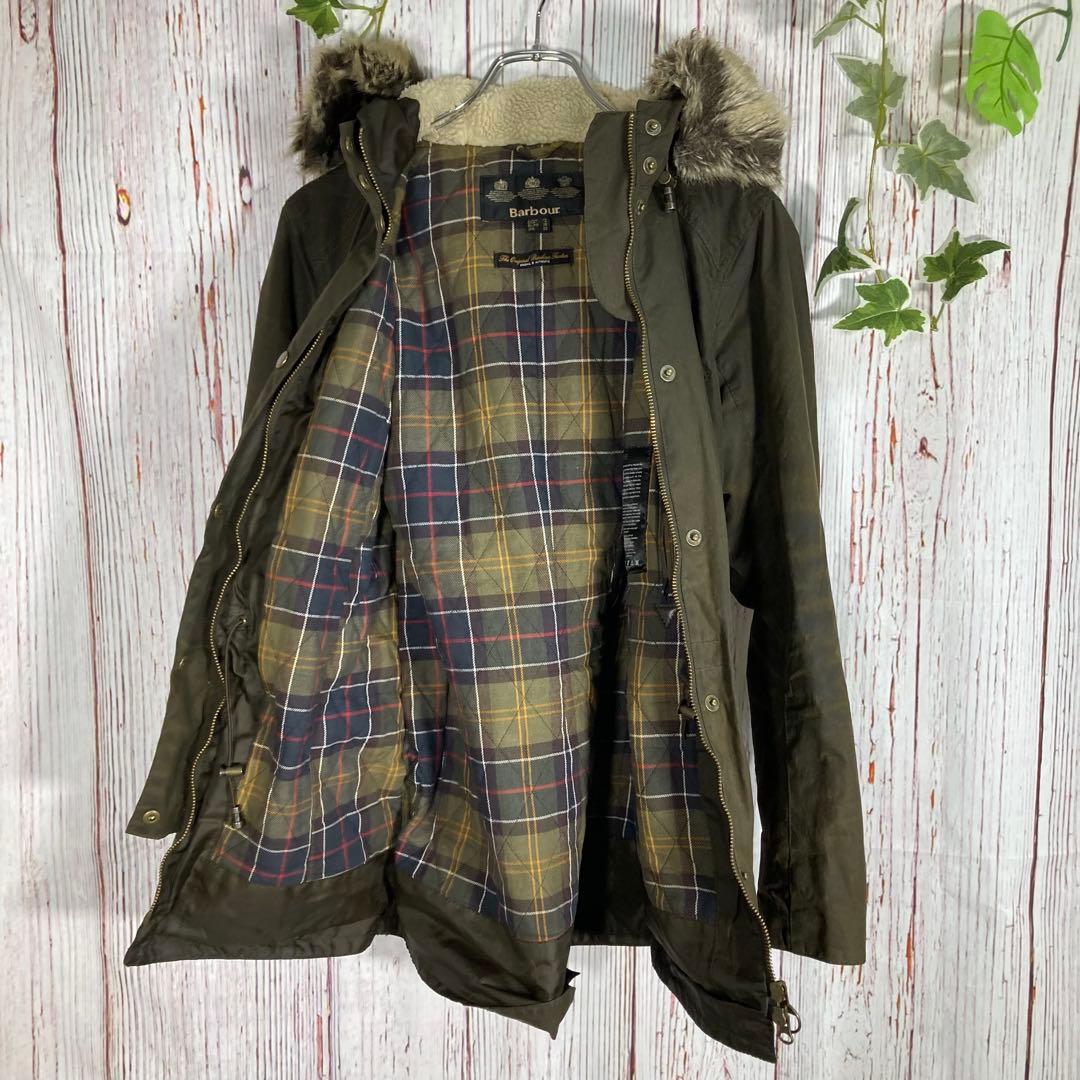 【人気】Barbour バブアー オイルドジャケット　モッズコート　茶ファー