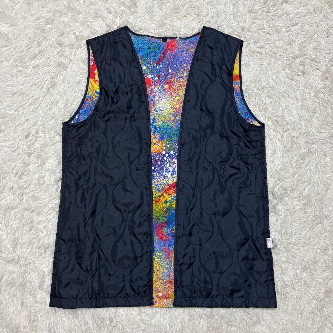 【フレッドペリー】2way モッズコート　ロゴ刺繍　ペイント　ネイビー　L