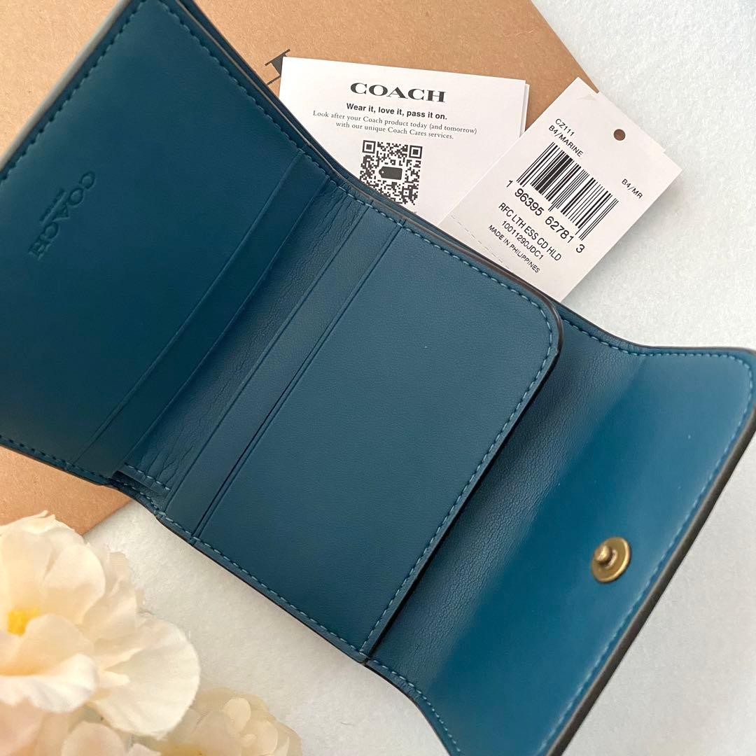 新品　正規品☆COACH コーチ　折り財布　グリーン　三つ折り財布