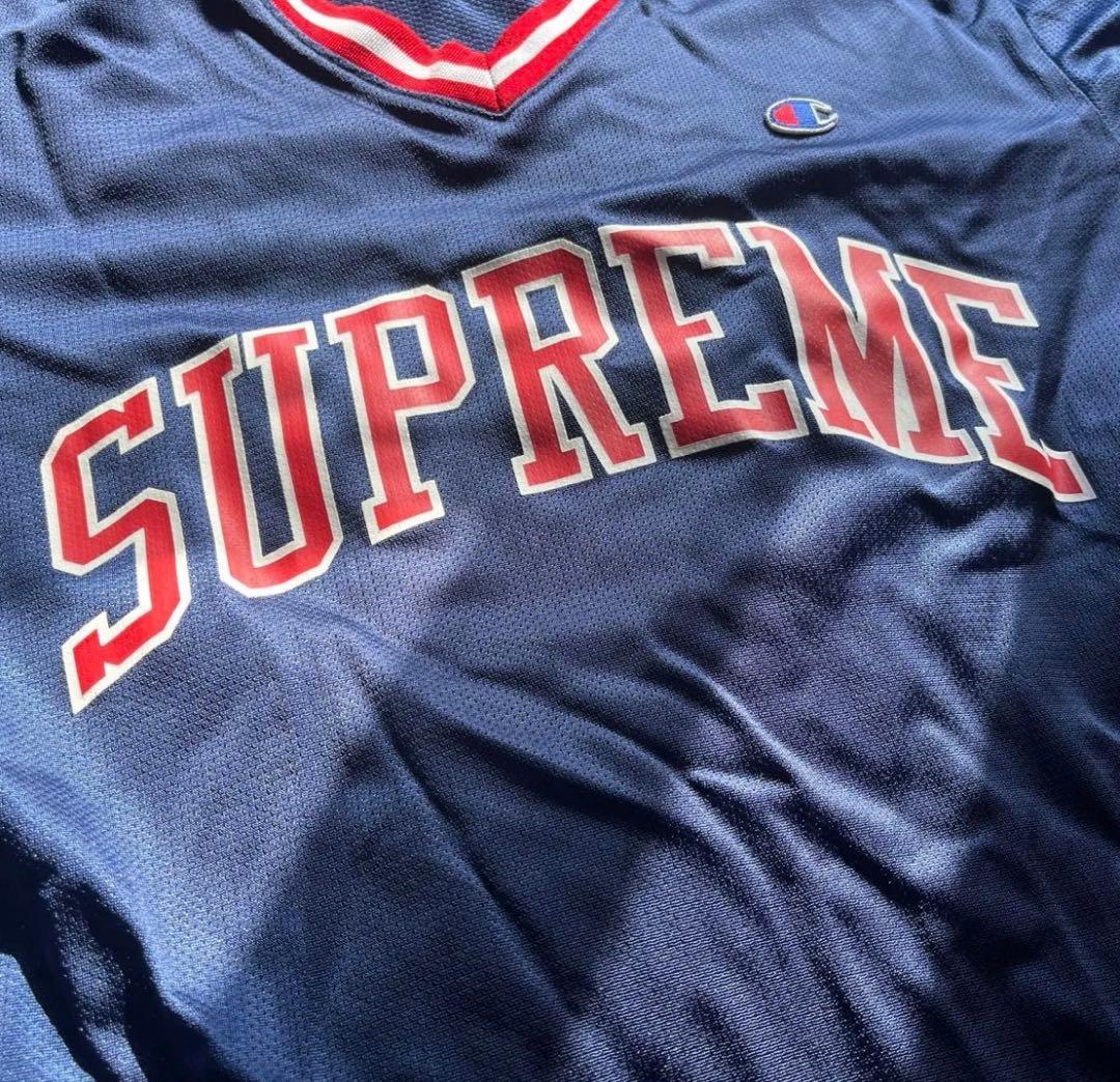 Supreme Champion ネイビー Vネック Tシャツ M