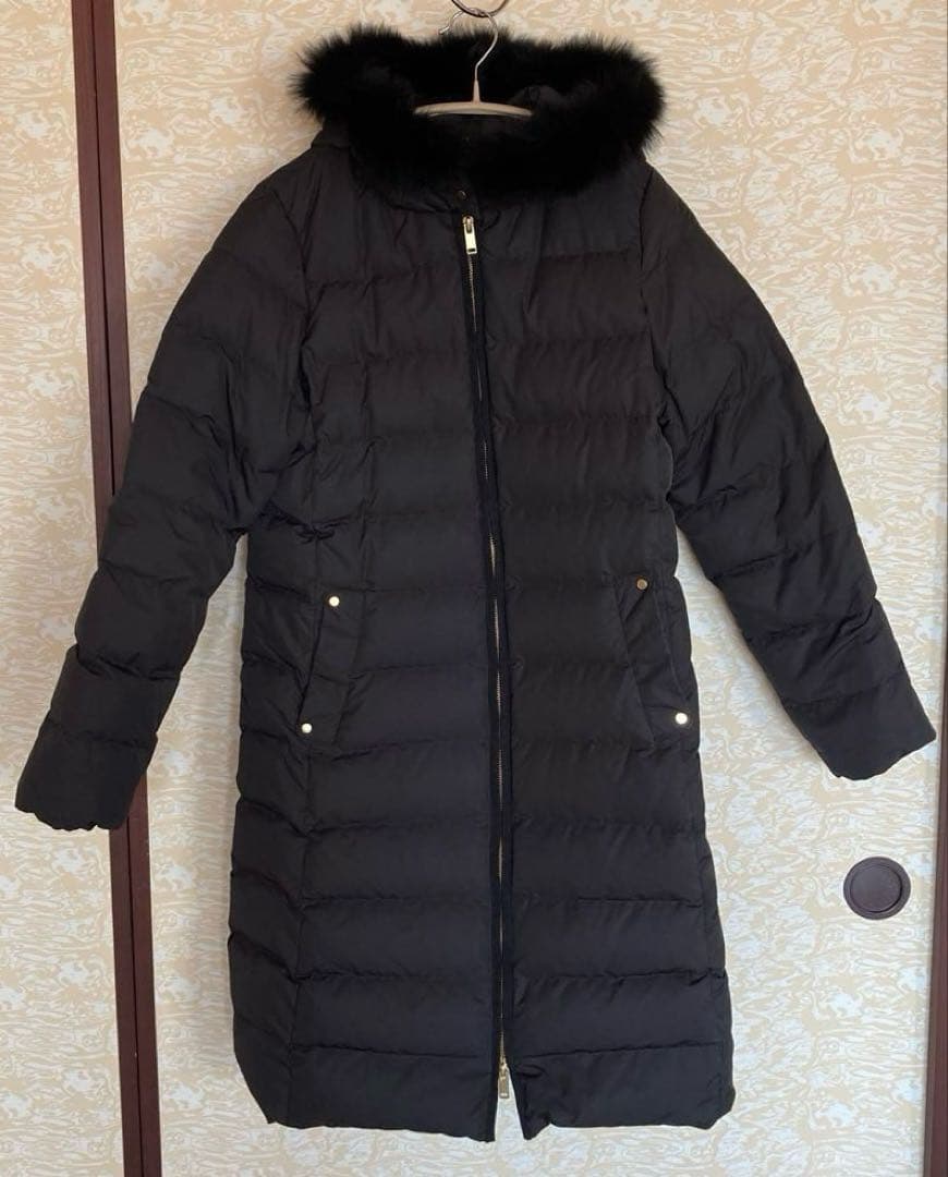 GREEN LABEL RELAXING ファー付きロングダウンコート 黒