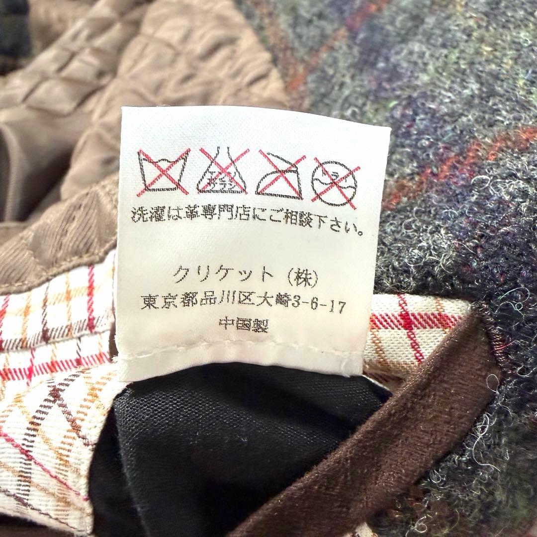 【美品】クリケット ハリスツイード くるみボタン エルボーパッチ チェック 50