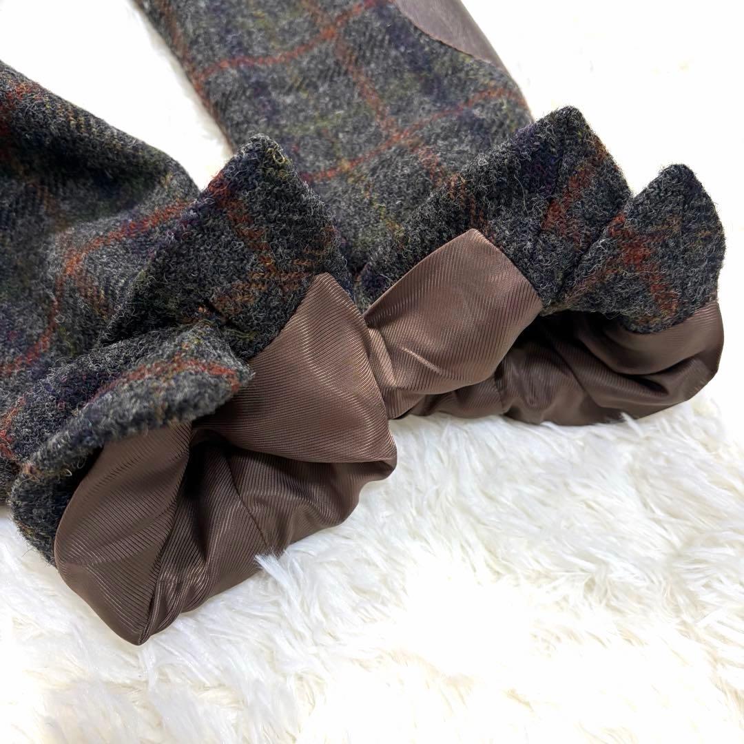 【美品】クリケット ハリスツイード くるみボタン エルボーパッチ チェック 50