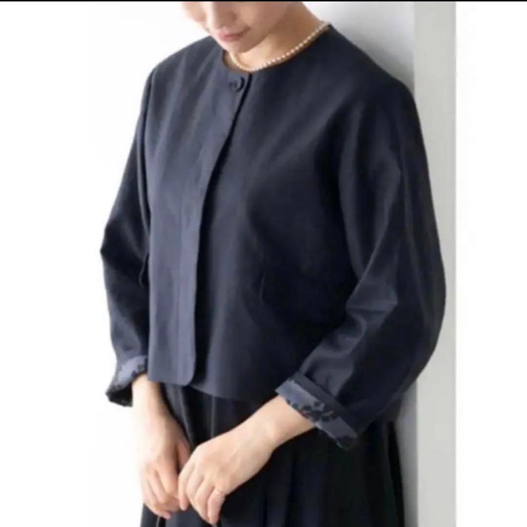 北欧、暮らしの道具店　アトリエナルセ　フォーマルジャケット　リネン　ネイビー