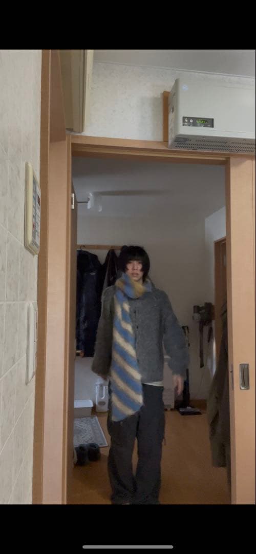 配色ストライプ　モヘヤ混　マフラー　マルチカラー　archive vintage