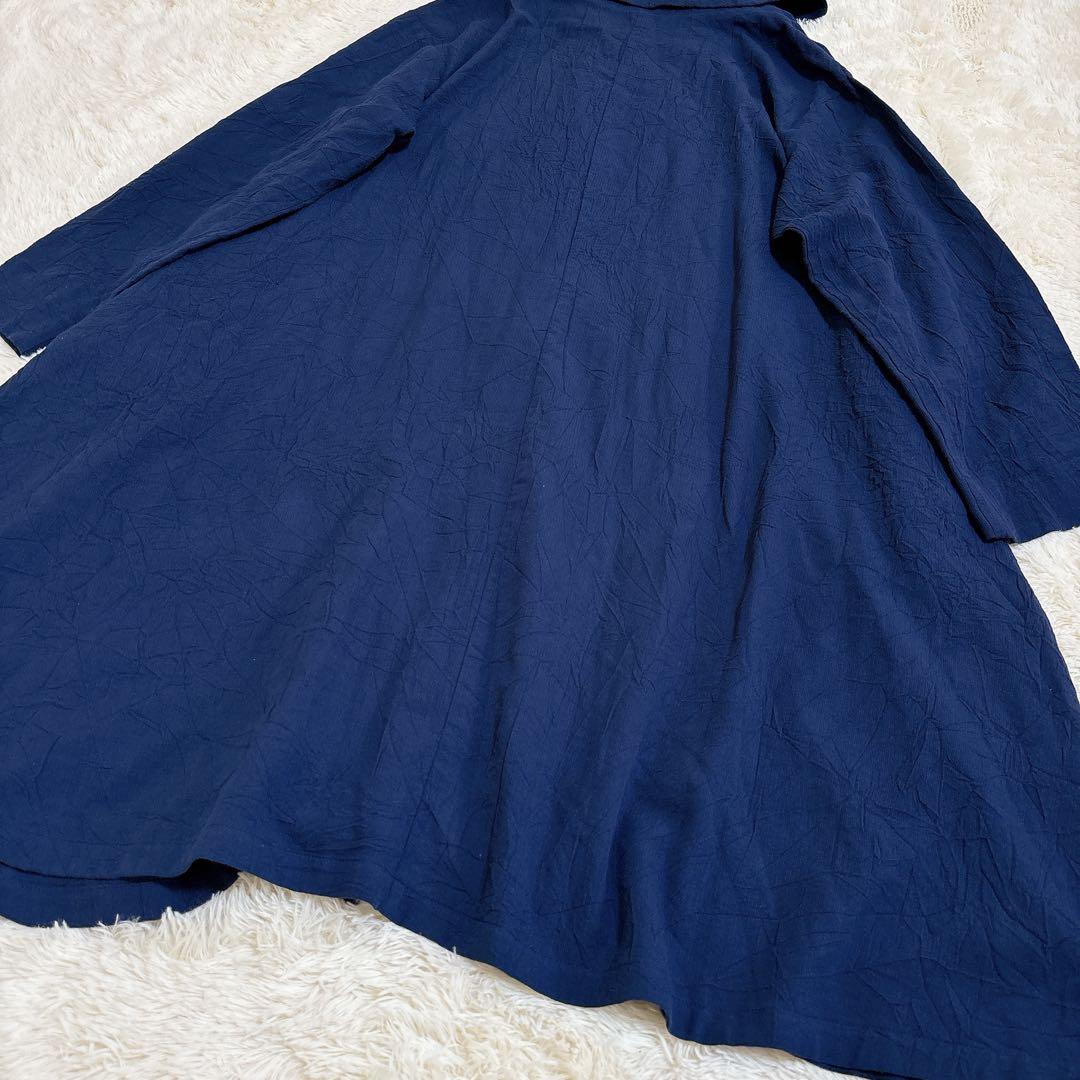 美品☆慈雨 薄手コート シワ加工 羽織 スプリングコート ゆったり