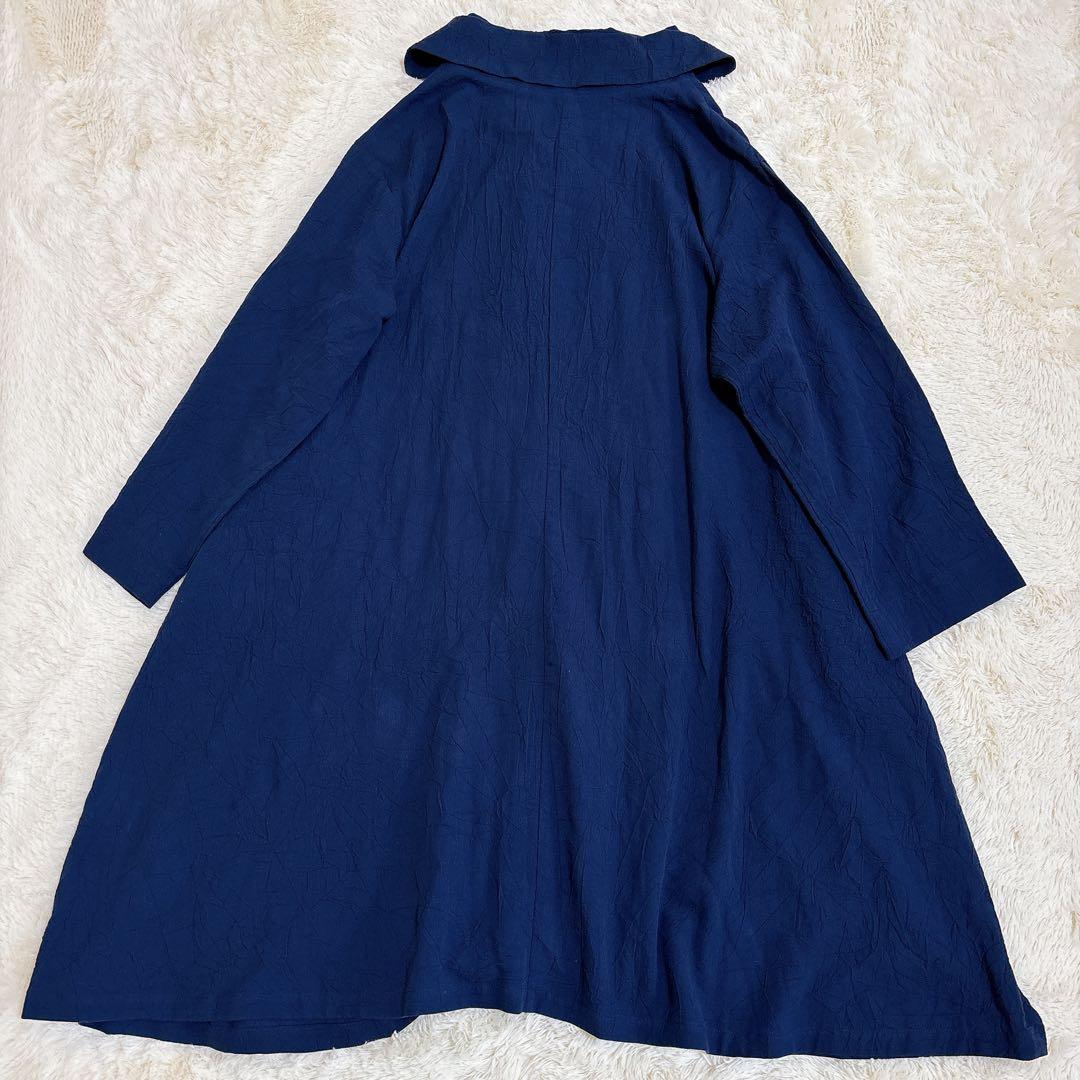美品☆慈雨 薄手コート シワ加工 羽織 スプリングコート ゆったり