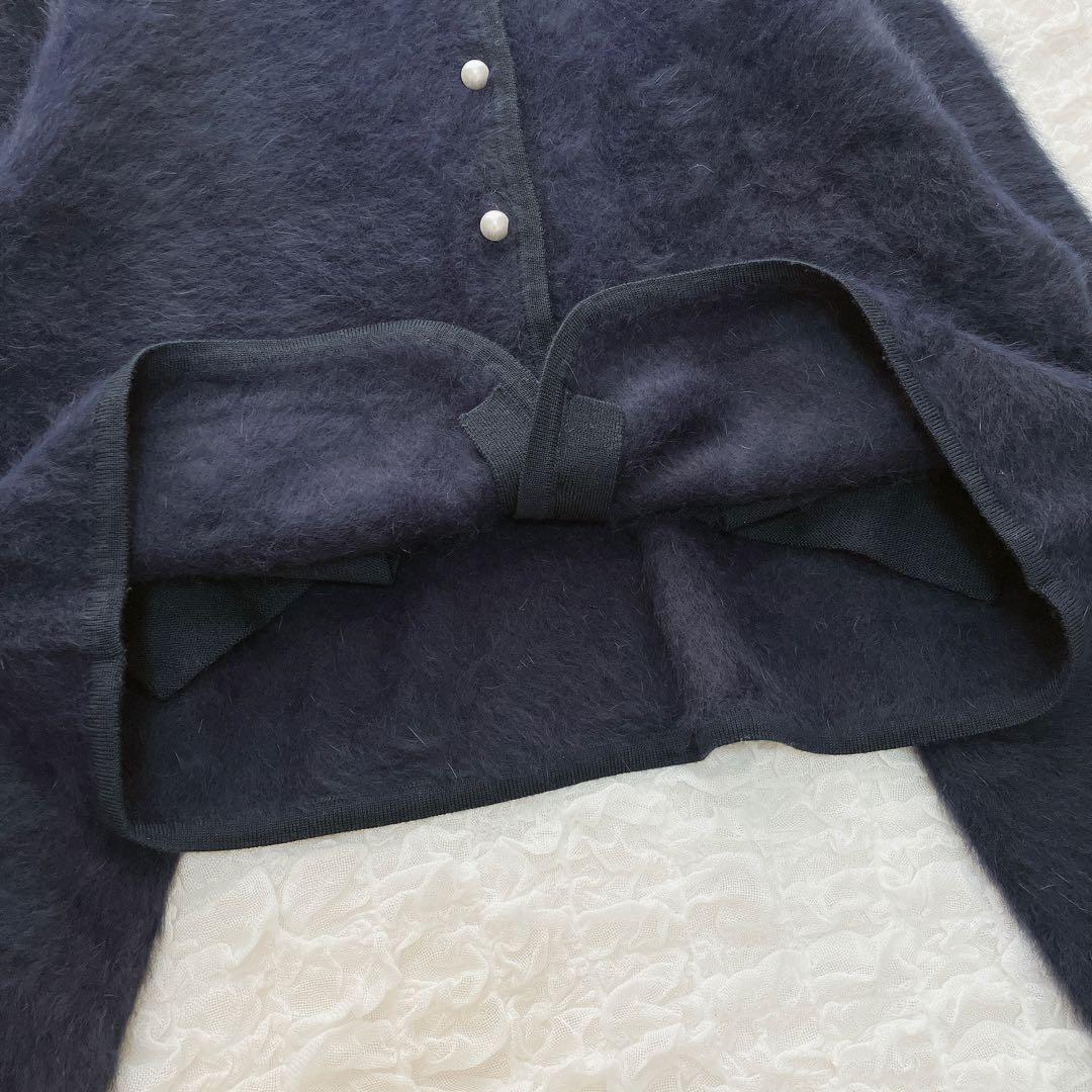 ミ*ん様 ロペ　23AW フォックス　カシミヤ　クルーネックカーディガン　パール