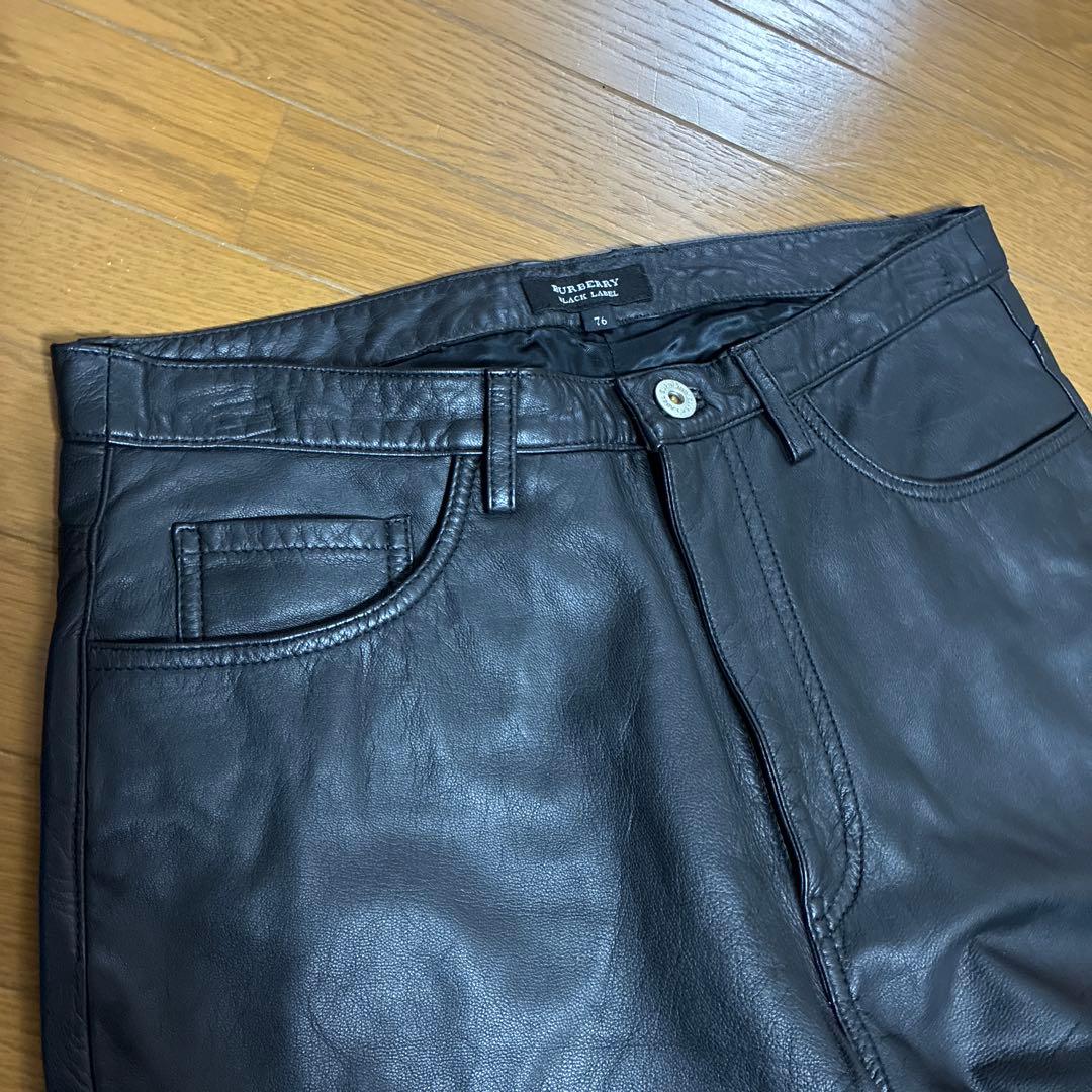 バーバリー　BURBERRY BLACK LABEL レザーパンツ 76サイズ