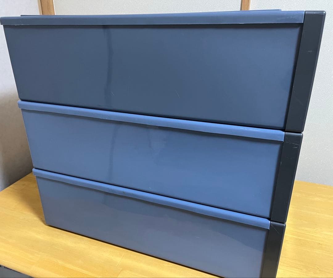 【3個セット】 天馬 Fits フィッツ 収納ケース 39×74×23 ブルー