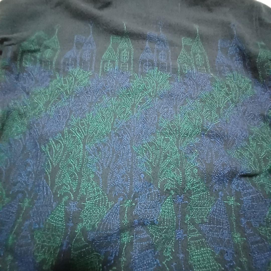 ann吉 アンキチ センソユニコ 刺繍半袖ワンピース タートルネックモスグリーン