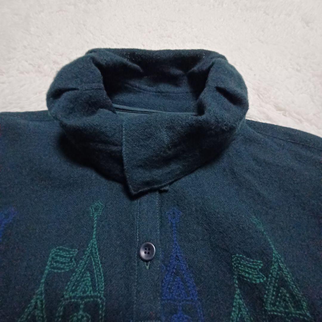 ann吉 アンキチ センソユニコ 刺繍半袖ワンピース タートルネックモスグリーン