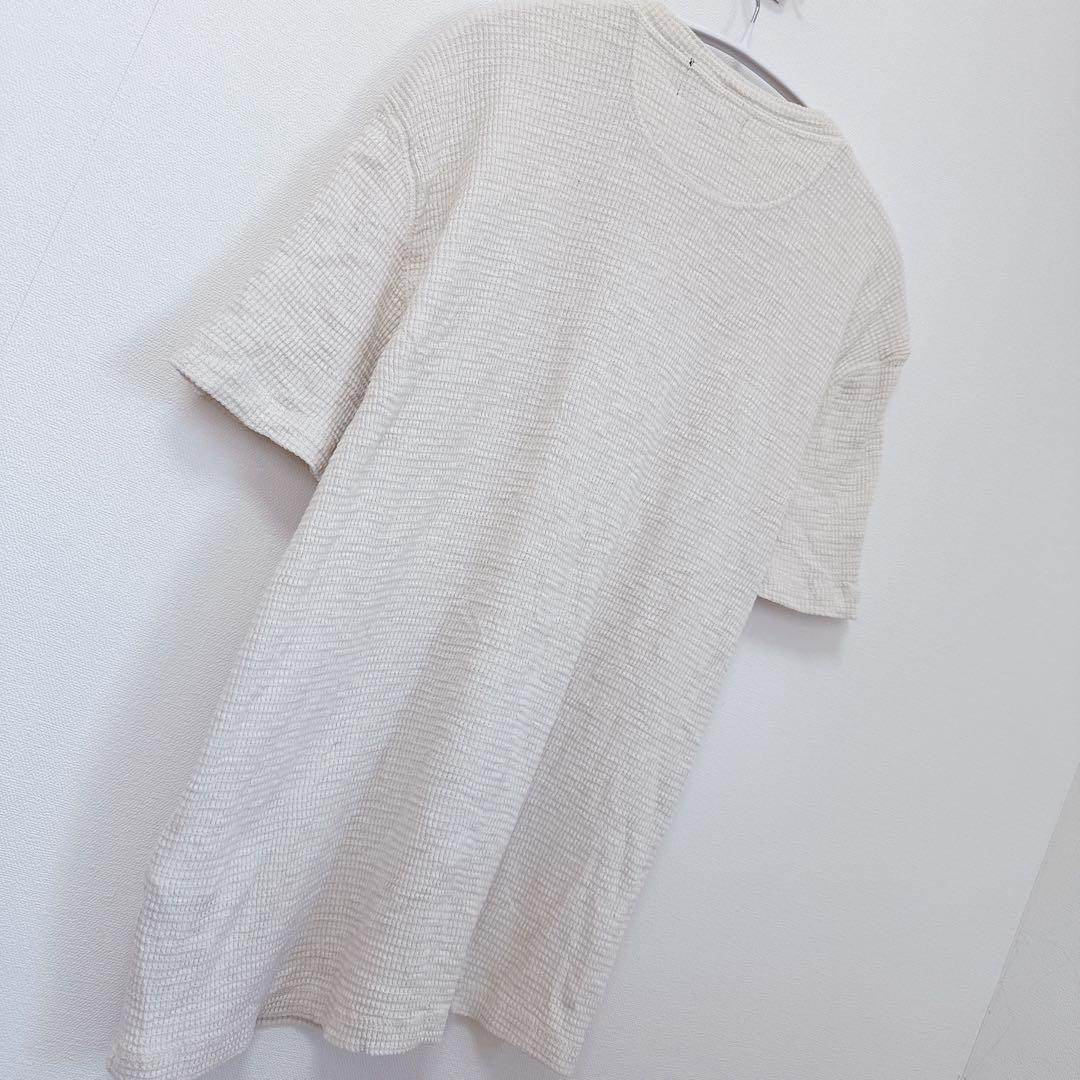希少 RRL ヘンリーネック 半袖 ワッフル カットソー L 白 ストレッチ