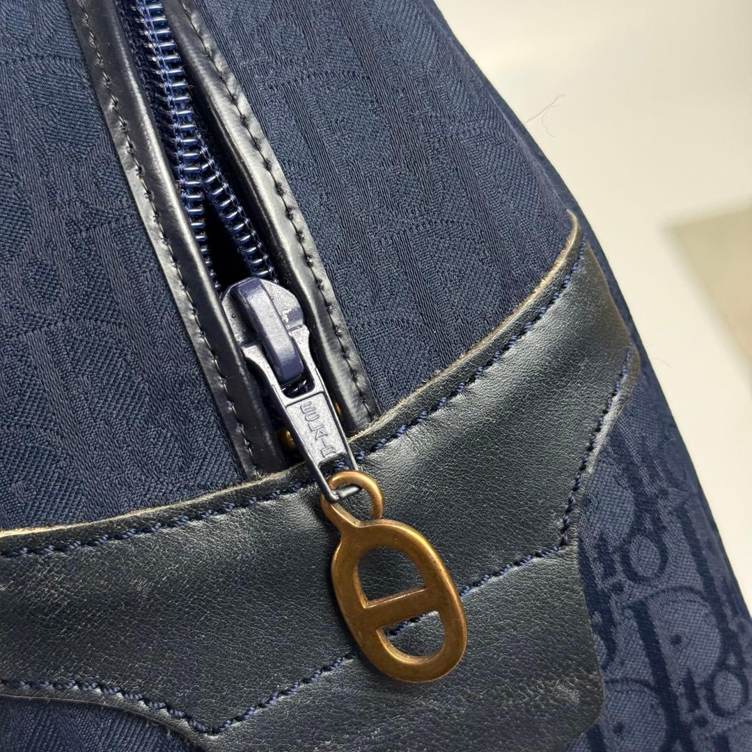Dior ディオール トロッター柄 ミニボストンバッグ センター金ロゴ ネイビー