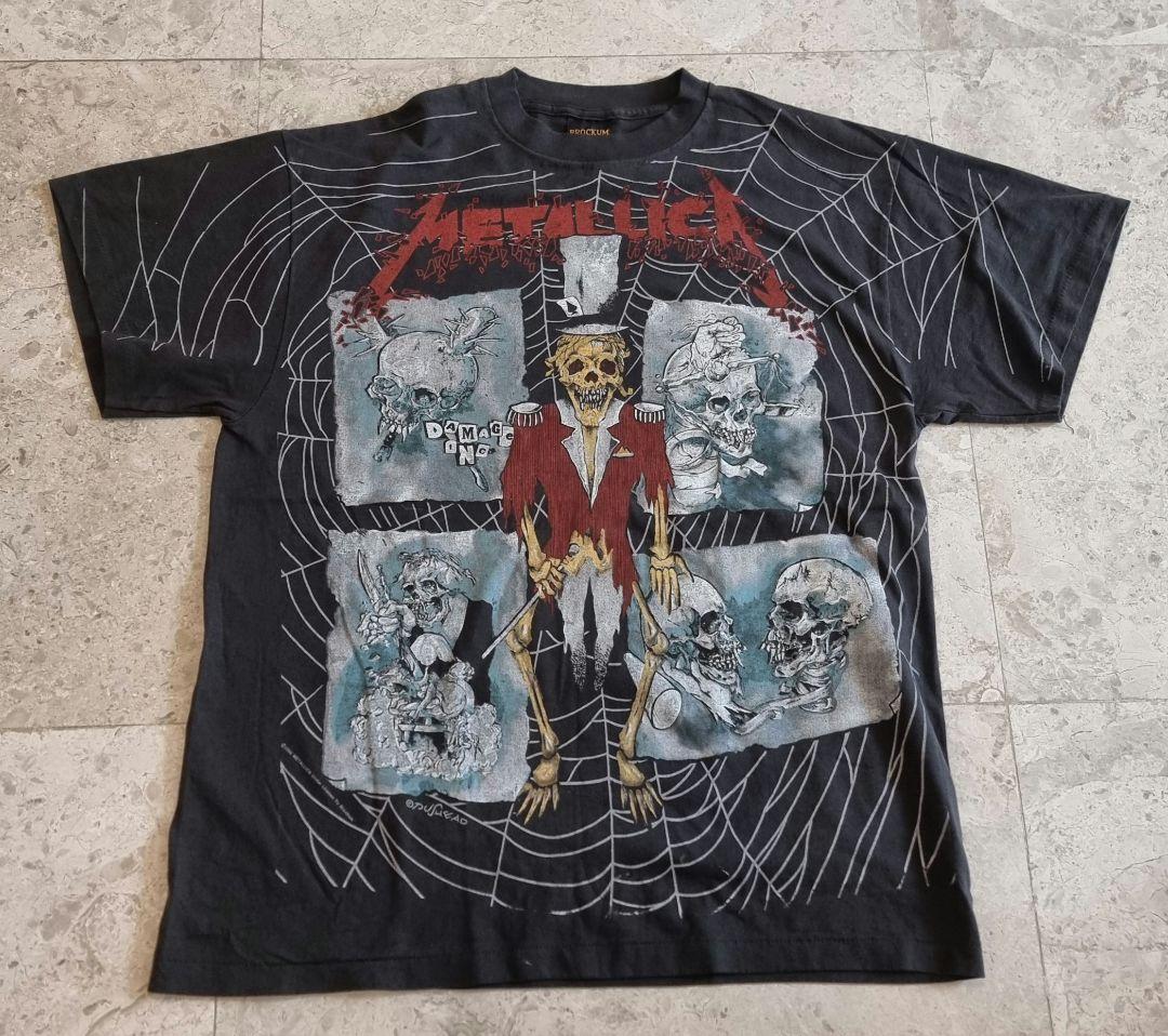 【希少XL】LLICA SPIDER メタリカ 総 柄バンドTシャツ