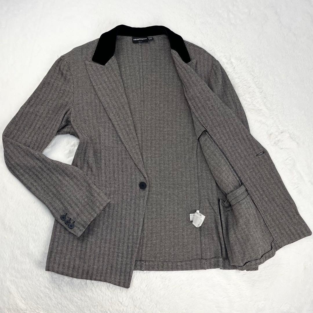 極希少 EMPORIO ARMANI ベロアカラー ヘリンボーンブレザー XXL