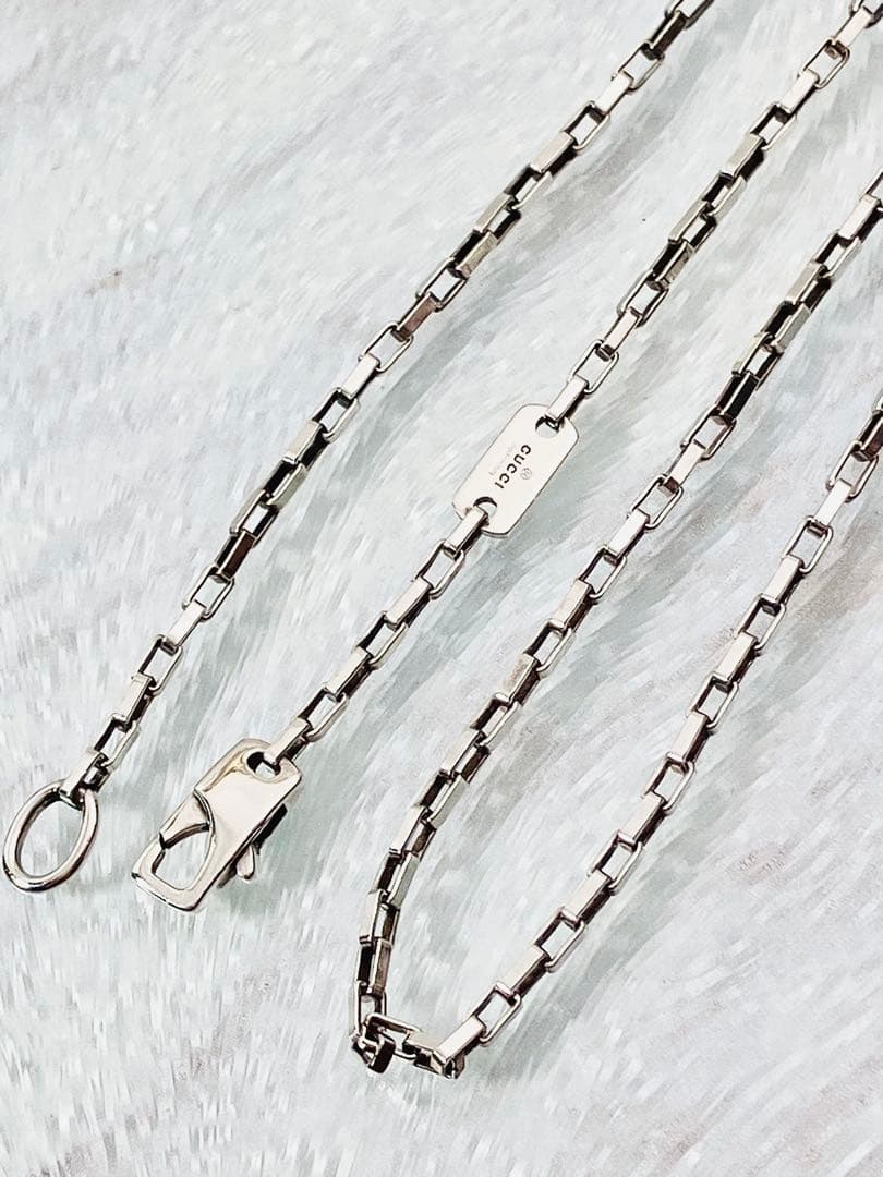 【超美品】GUCCI ボストン チェーン ネックレス 男女兼用　SV925