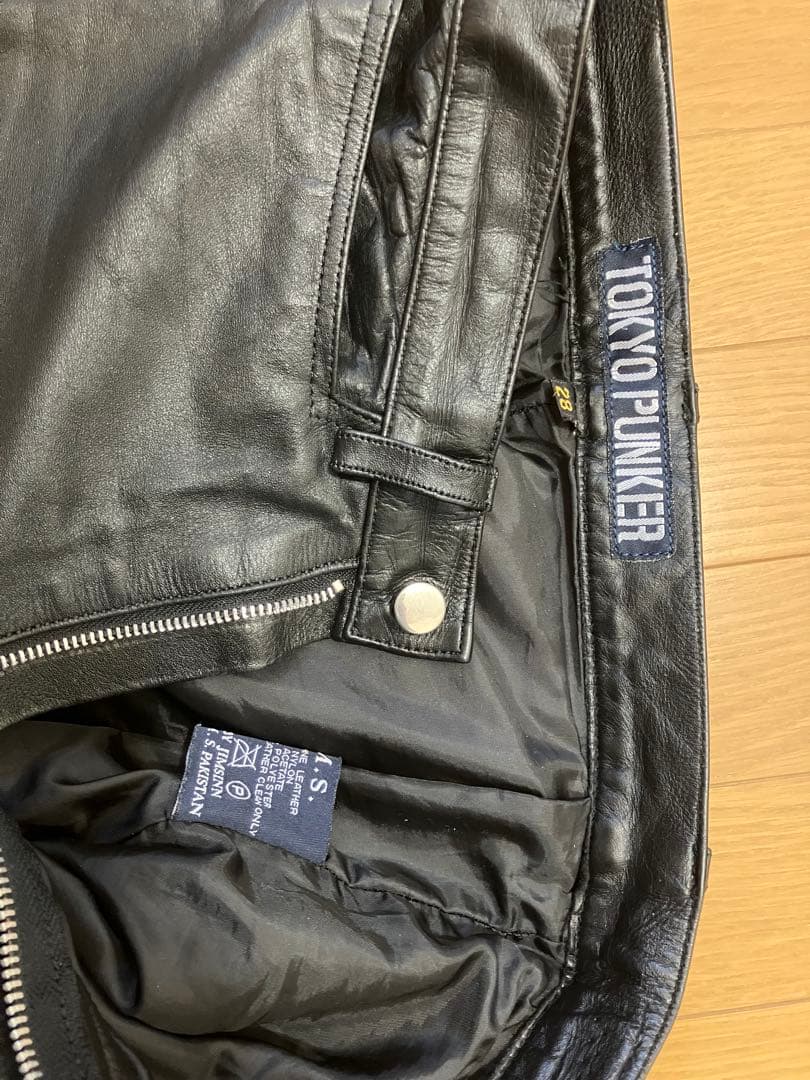 ジムズインTOKYO PUNKER ブラックレザー スリムパンツ