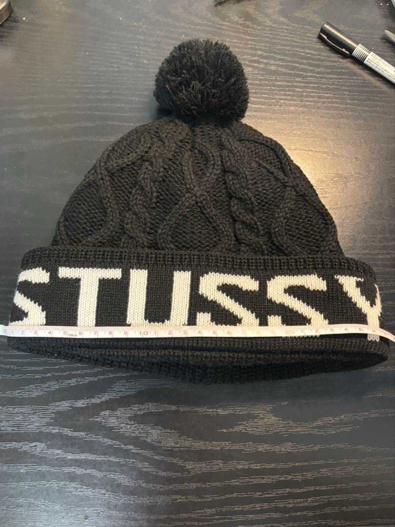 Stussy ブラック ニット帽　ボンボンニット帽 old stussy