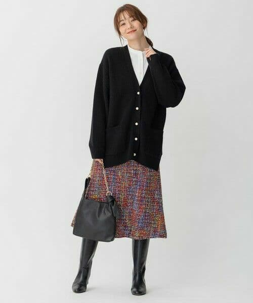 自由区【洗える】ウールカシミヤブレンド Vネックカーディガン