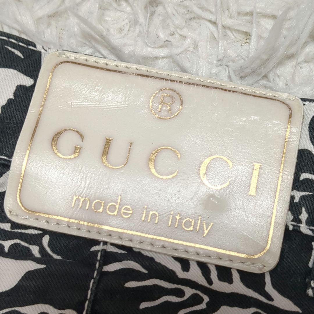 【美品】GUCCI　花柄　総柄　革パッチ　コットンパンツ　40サイズ