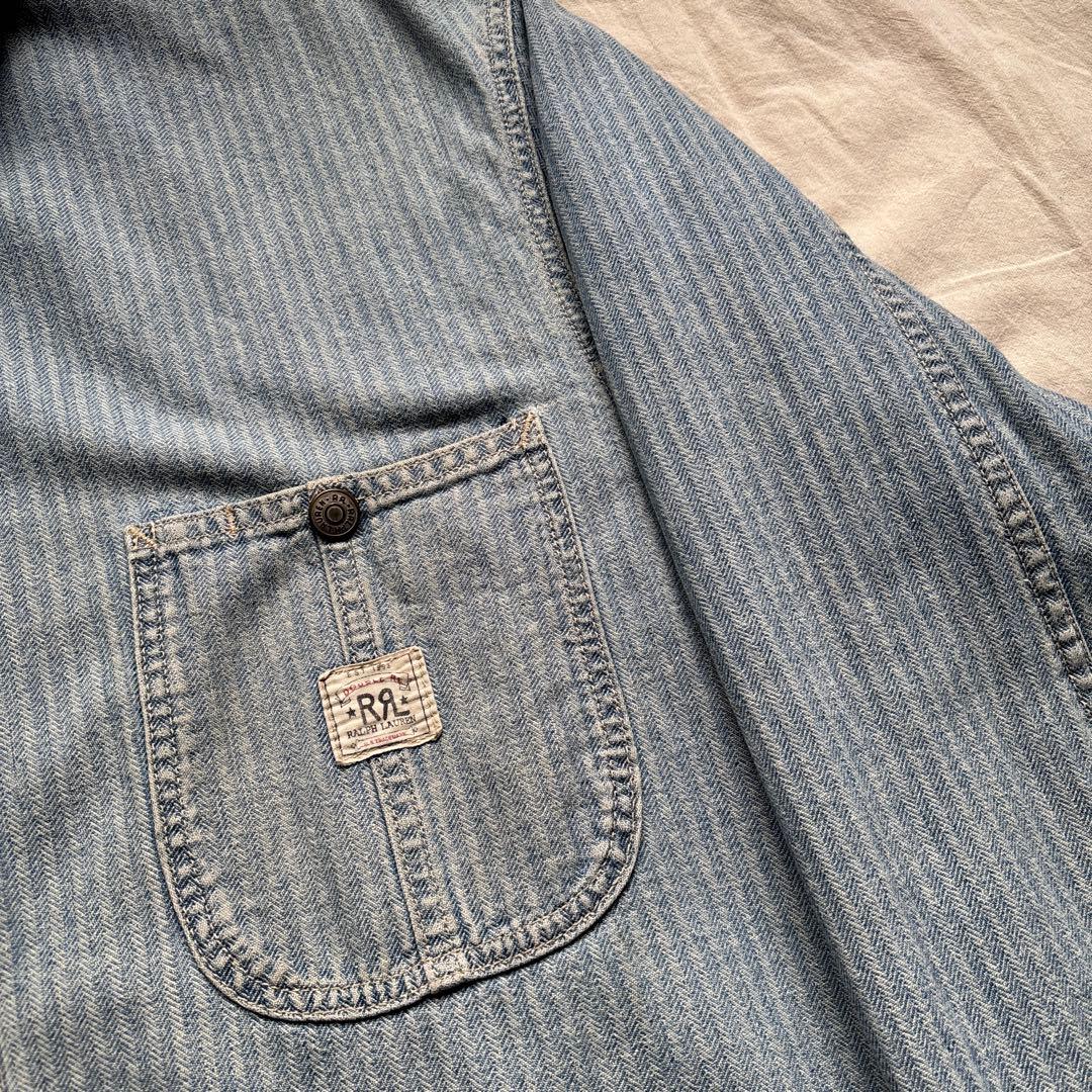 【90s】USA製 三つ星タグ RRL カバーオール ヘリンボーン ストライプ