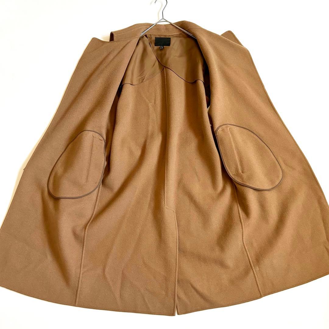 3084y美品 ICB カシミヤ混ロングリバーコート キャメル ベルト付き