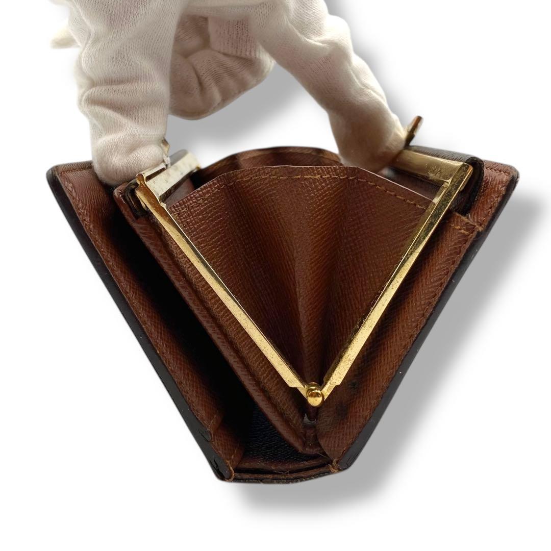 良品 ルイヴィトン ポルトフォイユ ヴィエノワ モノグラム がま口 レザー 茶
