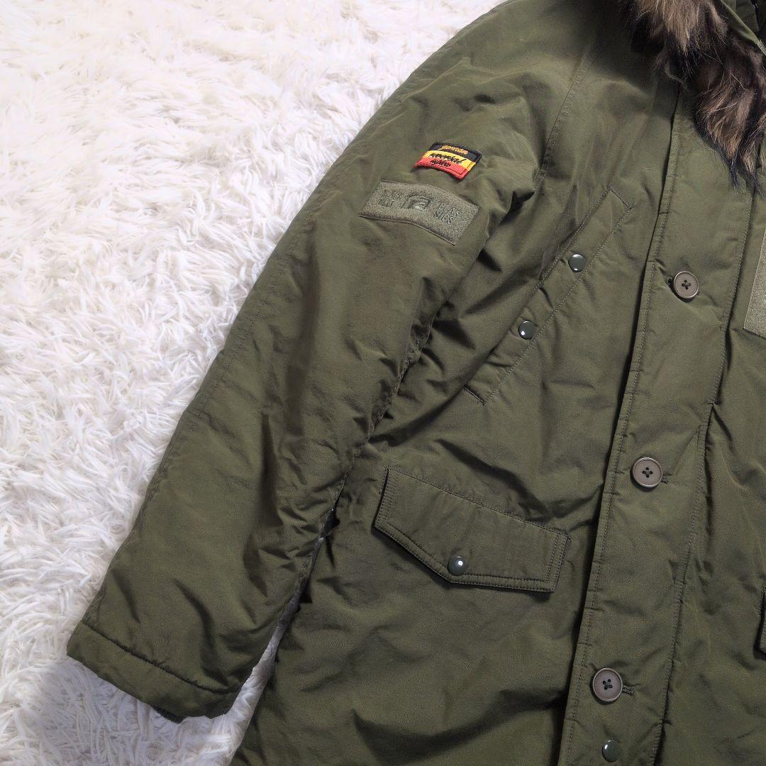 【N-3B✨rvddw✨L】モッズ ミリタリー コート カーキ リアルファー