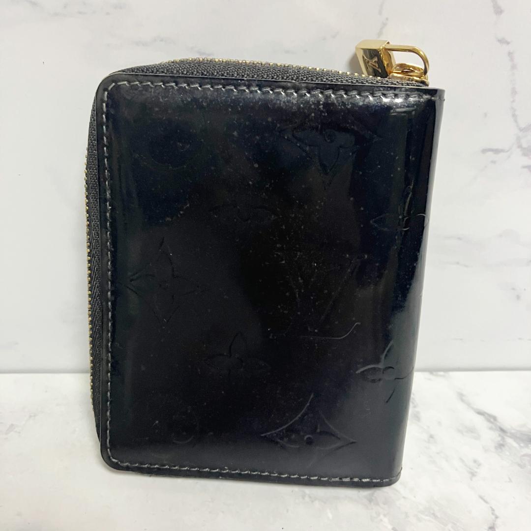 B973【人気】LOUIS VUITTON★ヴェルニ 二つ折り財布 ジップ 黒