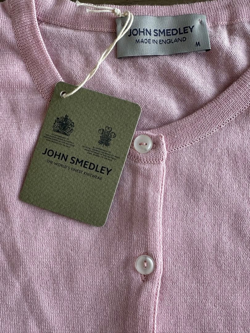 トップス JOHN SMEDLEY/COTTON CARDIGAN, CHALK PINK