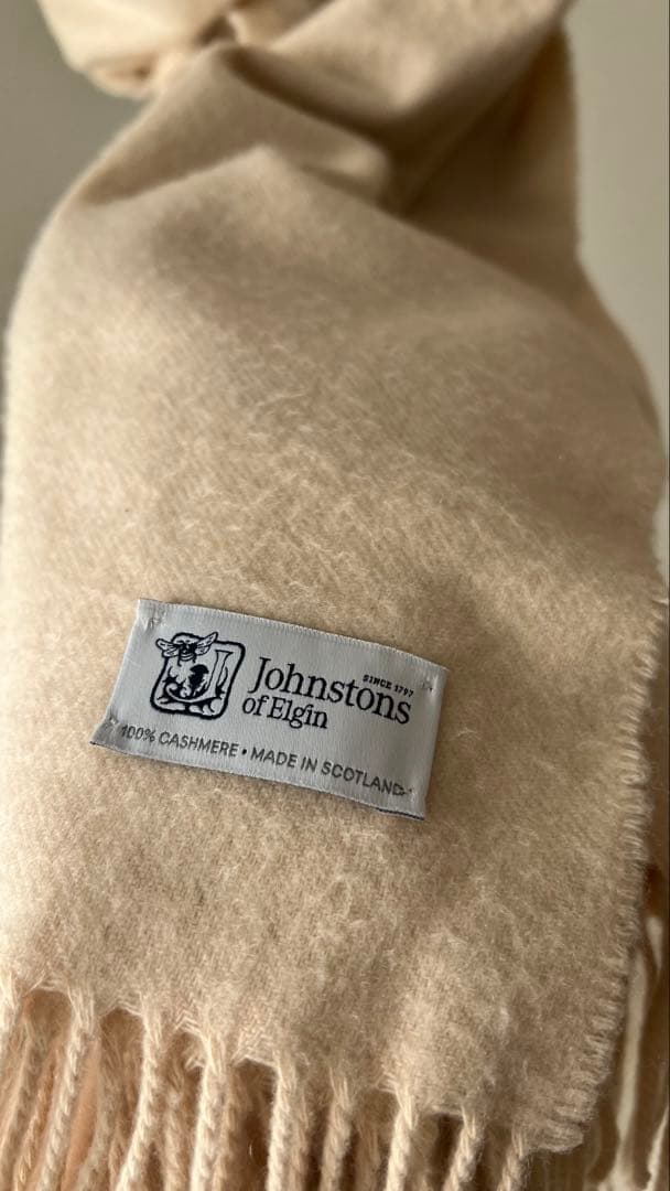 Johnstons of Elgin 100%カシミヤ 大判ストール ベージュ