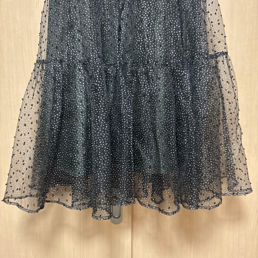 【美品　36】cadune キラキラドットスカート　ブラック