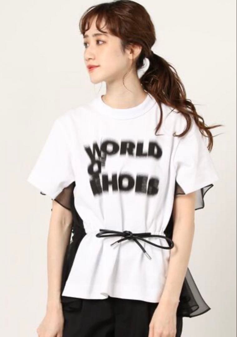 sacai シフォン Tシャツ ホワイト ウィメンズ