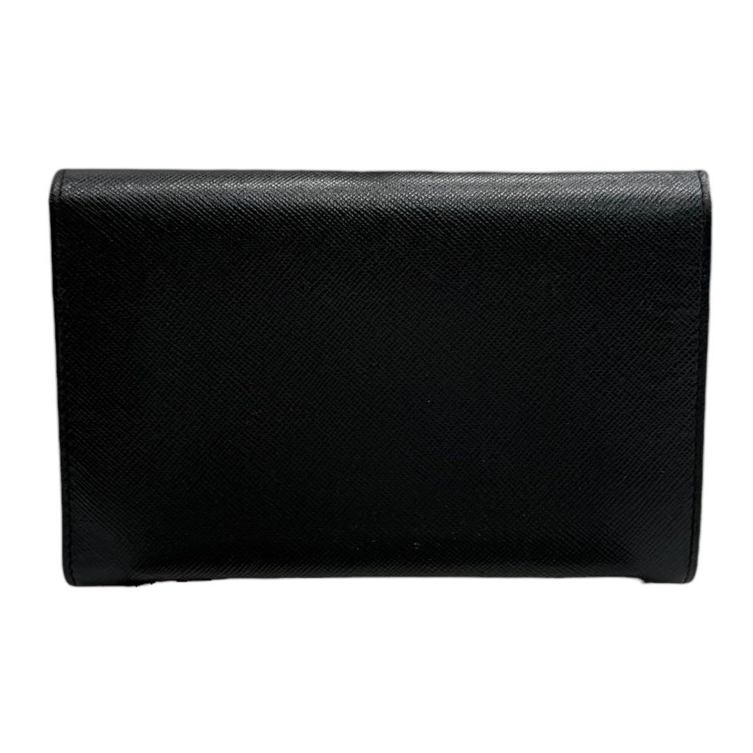 【美品】プラダ PRADA 三つ折り財布 サフィアーノレザー ブラック 小銭入れ