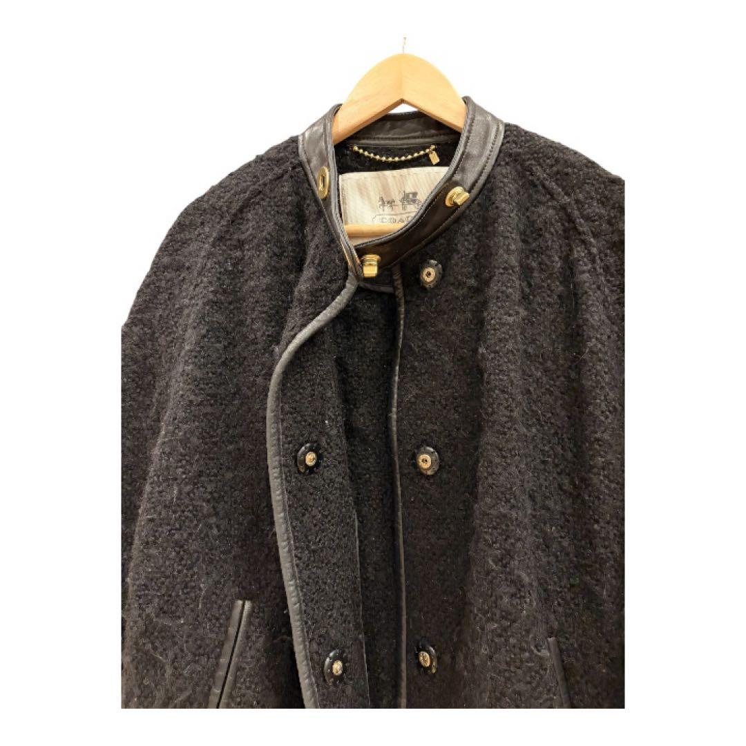 COACH 黒 ウールコート レザー襟