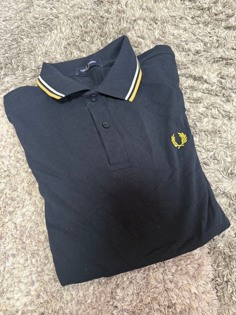FRED PERRY ツインテップラインワンポイントロゴ刺繍ポロシャツ Lサイズ