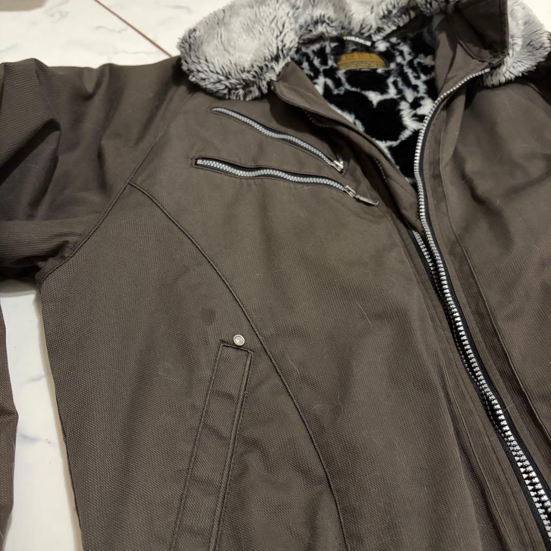 【寅壱】パイロットジャンパー ドカジャン 作業服 裏ボアジャケット レオパード