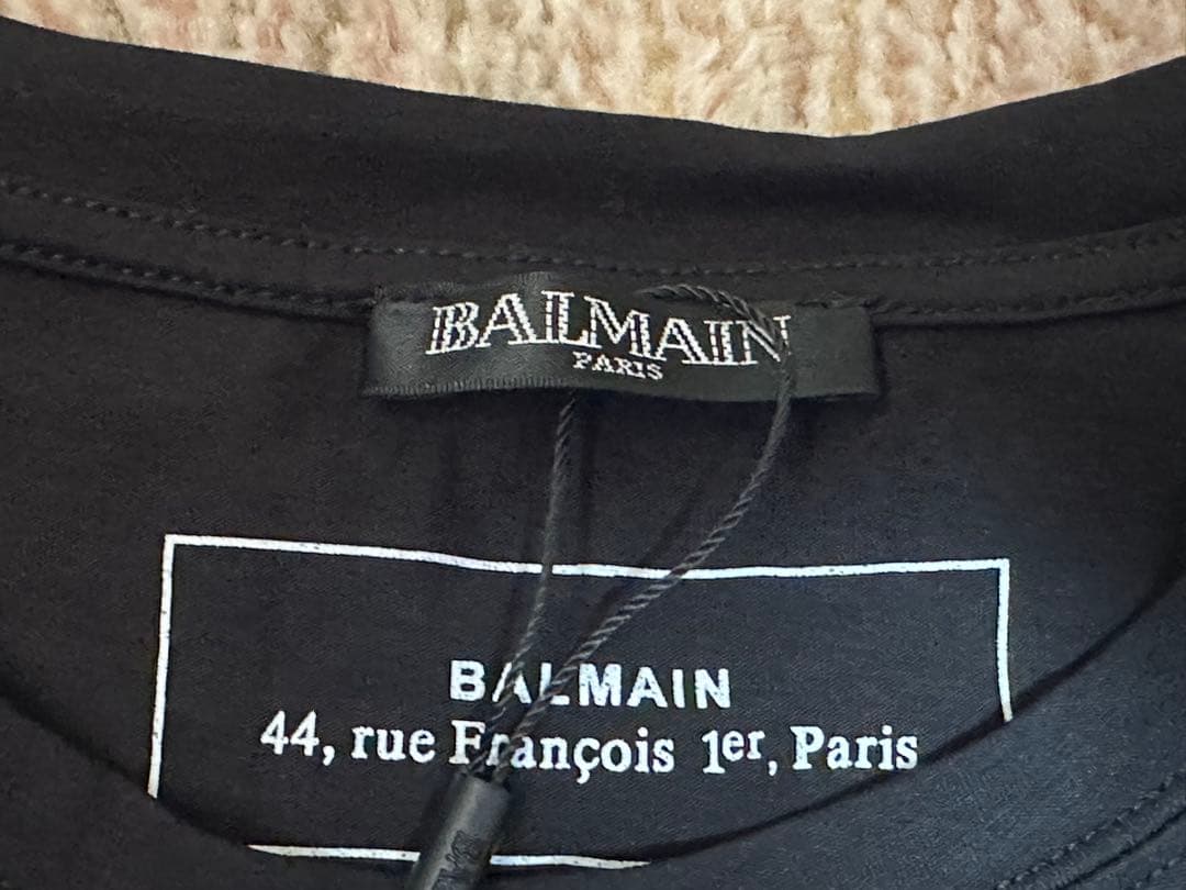 引*中様 【新品タグ付】BALMAIN バルマン ロゴテープ Tシャツ M ブラ