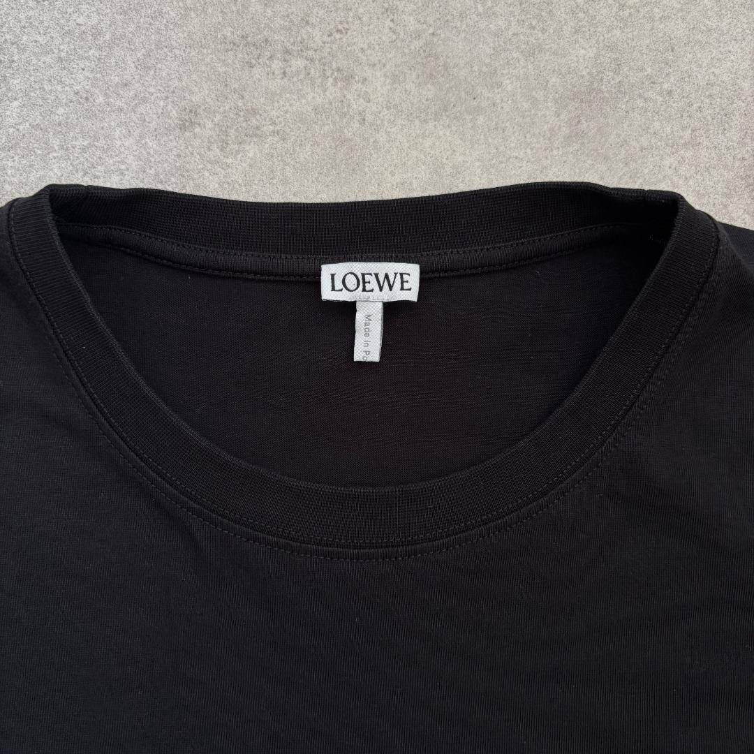 【超人気・美品】ロエベ/Tシャツ/青アナグラム刺繍/フェイクポケット/黒/XL