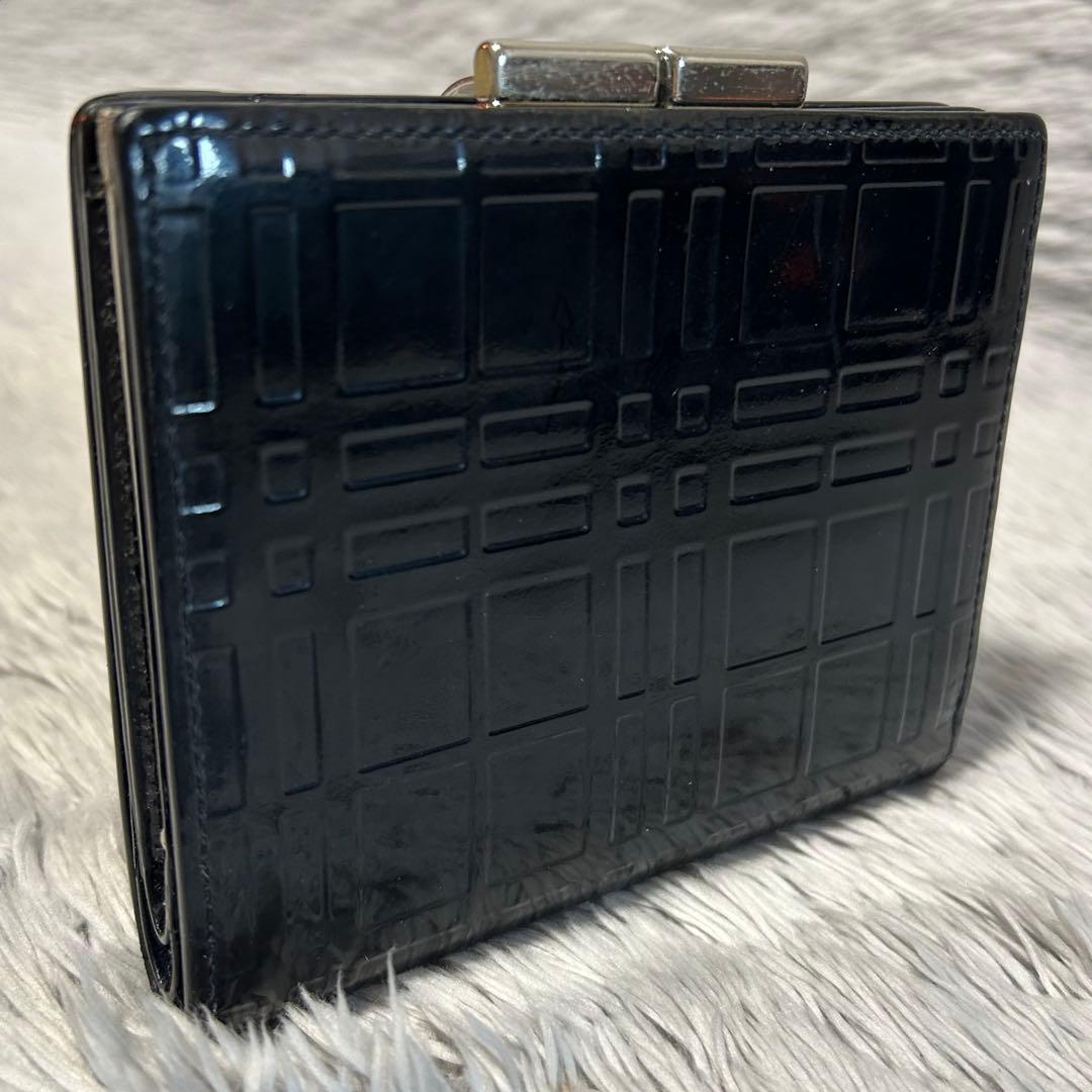 BURBERRY バーバリー　パテントレザー　折れ財布　がま口　ブラック