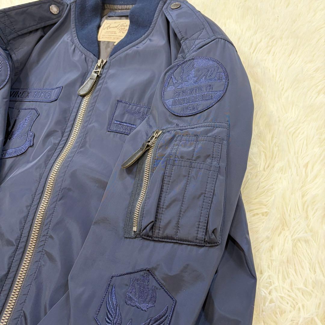 【極美品】AVIREX USAF70周年 MA-1 ワッペン ネイビー L