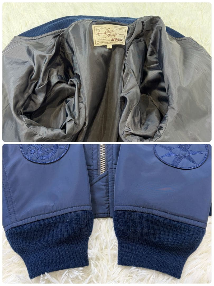 【極美品】AVIREX USAF70周年 MA-1 ワッペン ネイビー L