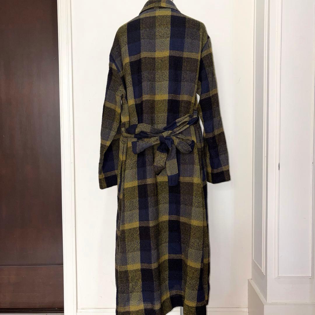 pas de calais チェックのお洒落な薄手コート　ウール　36