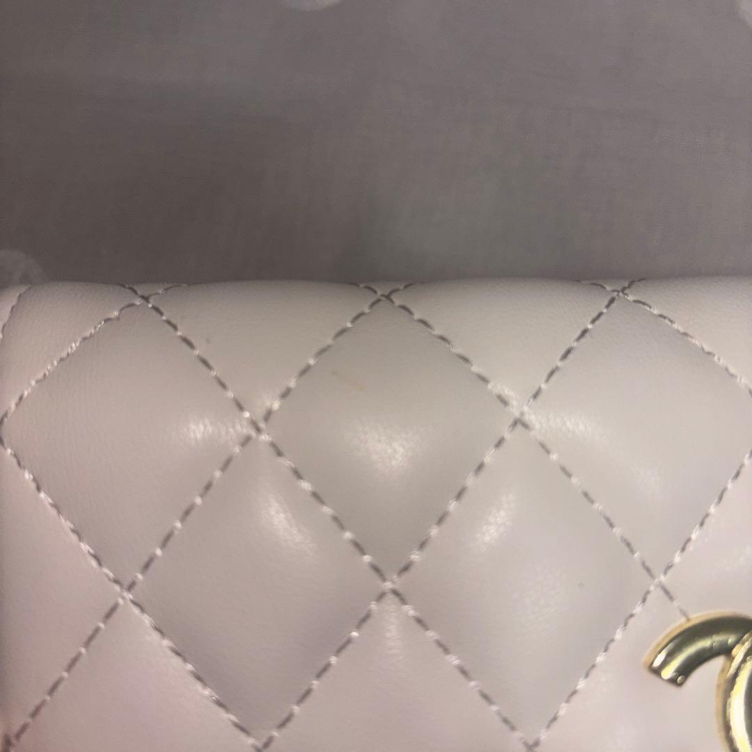 シャネル　長財布　白　ピンク　ゴールド金具