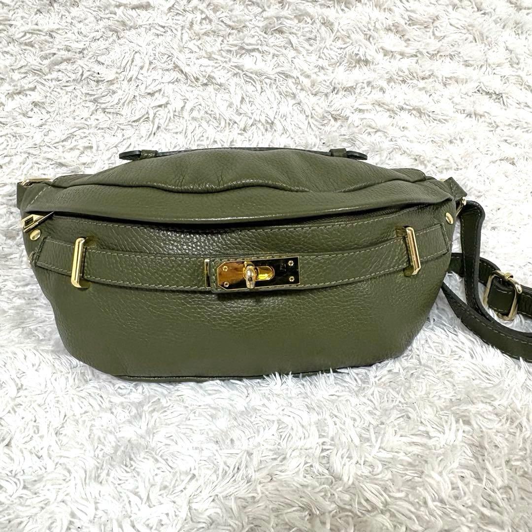 AULENTTI オウレンティ　ボディバッグ　ウエストバッグ　レザー　グリーン