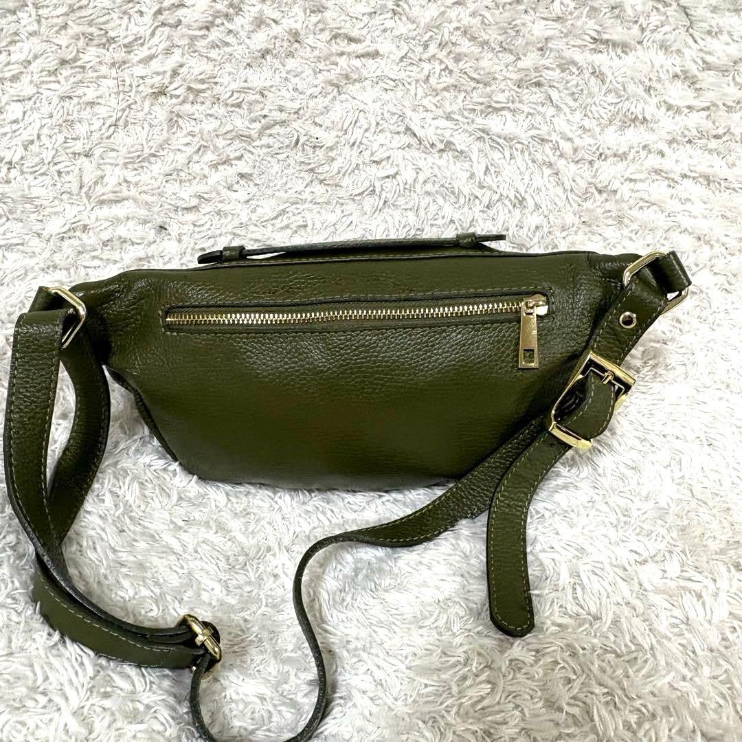 AULENTTI オウレンティ　ボディバッグ　ウエストバッグ　レザー　グリーン