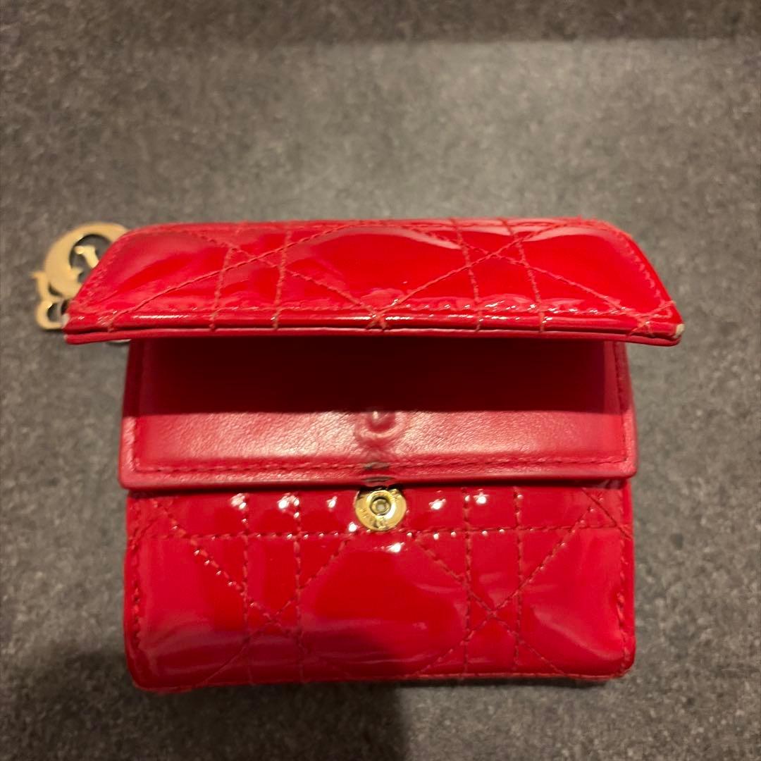 DIOR 三つ折り財布/レッド